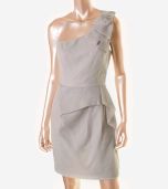 One Shoulder Gray Cocktail Dress Chiffon