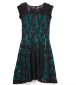 Black & Jade Lace Cap Sleeve Dress