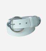 Italian Leather Round Buckle White Belt