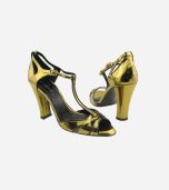 Heel Pumps Strappy Gold Shoe