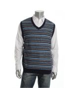 Striped V Neck Vest Sweater