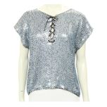 Light Blue Lace Up Blouse