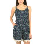 Green Floral Fringe Romper