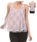 Purple Pink Layer Camisole Tank Top Clubbing Blouse