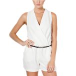 Ivory Belted Surplice Romper