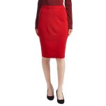 Red Wool-Blend Pencil Skirt