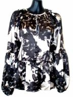 Silk Peplum Floral Blouse