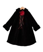 Black Rose Faux Fur Swing Coat