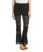 Black Lace-Overlay Flare Pants