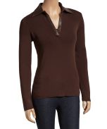 Mink Eyelet Notch Neck Sweater