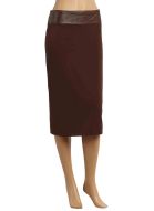 Mink Faux Leather Trim Pencil Skirt