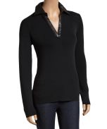 Black Eyelet Notch Neck Sweater