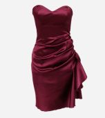 Side Pleated Strapless Padded Party Dress