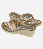 Animal Print Fabric Wedge Sandal