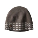 Taupe Wool-Blend Cuffed Houndstooth Hat 