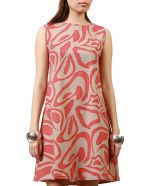 Beige & Pink Abstract Shift Dress