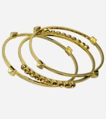 Golden Tone Pyramid and Crystal Set of 3 Bangle