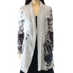 White & Ivory Knit Printed Cardigan Sweater