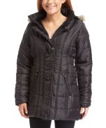 Black Toggle Puffer Coat