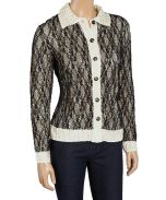 Ivory & Black Lace Pucker Button-Up