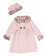 Pink Faux-Fur Fleece Swing Coat & Hat